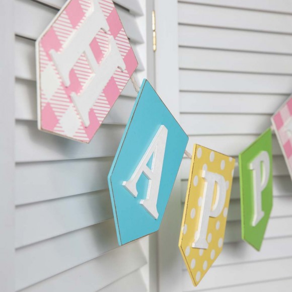 Glitzhome Glitzhome 78"L Wooden "Happy Easter" Garland