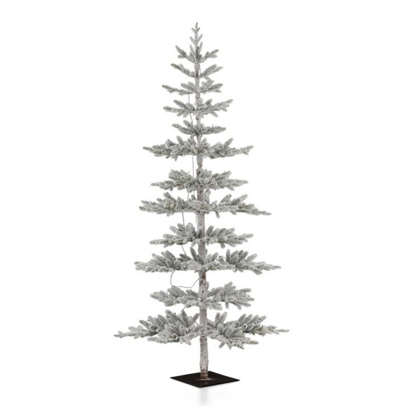 glitzhome Glitzhome 7ft Deluxe Pre-Lit Snow Flocked Pine Artificial Christmas Tree with 400 Warm White Lights