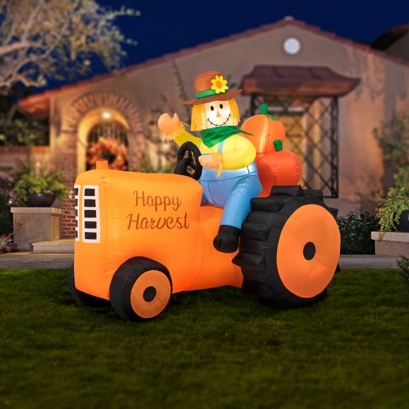 Glitzhome Glitzhome 7ft Fall Lighted Inflatable Tractor Decor