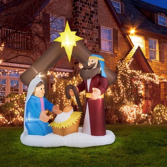 Glitzhome Glitzhome 7FT Lighted Inflatable Nativity Decor