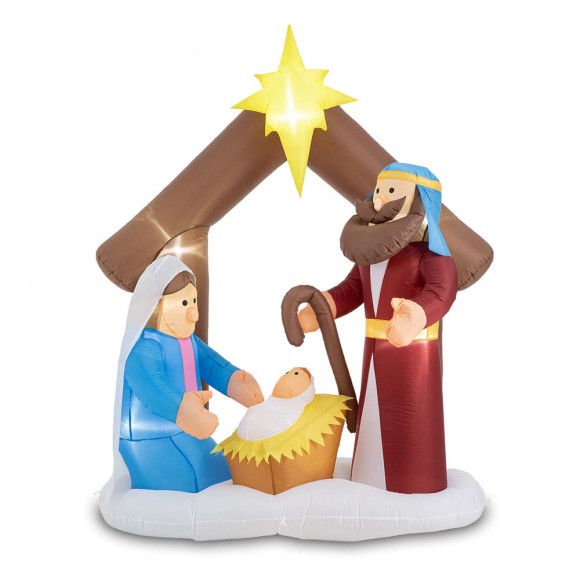 glitzhome Glitzhome 7FT Lighted Inflatable Nativity Decor