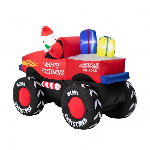 Glitzhome Glitzhome 7FT Lighted Santa Claus On Pick Up Off-road Vehicle Inflatable Decor