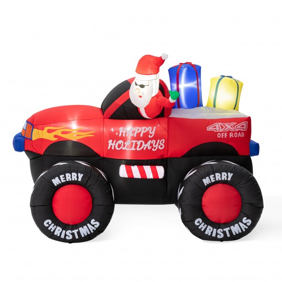 glitzhome Glitzhome 7FT Lighted Santa Claus On Pick Up Off-road Vehicle Inflatable Decor