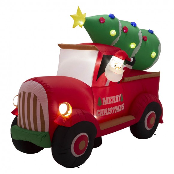 glitzhome Glitzhome 7ft Lighted Santa Claus On Pick Up Truck Inflatable Decor