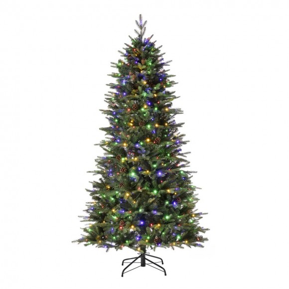 glitzhome Glitzhome 7ft Pre-Lit Green Fir Artificial Christmas Tree with 500 LED Lights