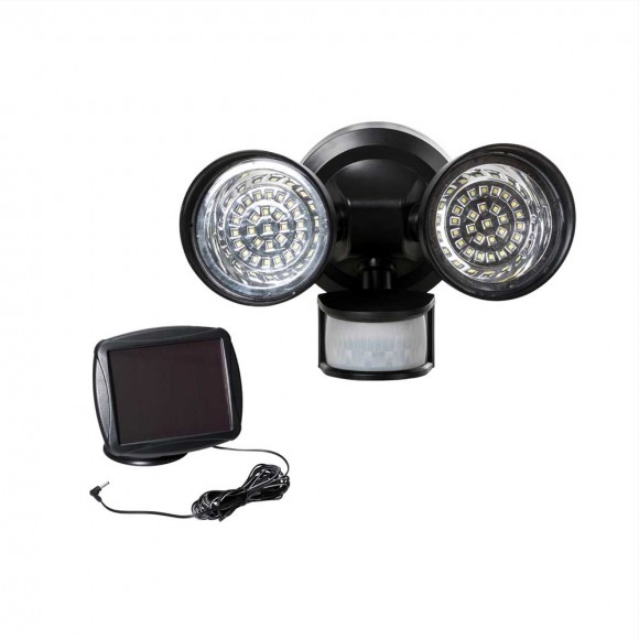 glitzhome Glitzhome 8.25"L Outdoor Solar Powered Dual-Head SMD LED Motion Senser Security Flood Light