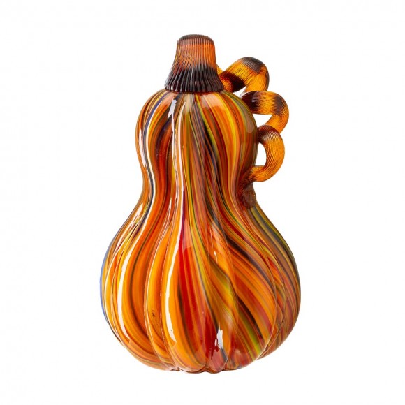 Glitzhome Glitzhome 8.46"H Hand Blown Multi Striped Glass Gourd/ Decor