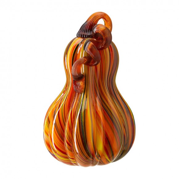 glitzhome Glitzhome 8.46"H Hand Blown Multi Striped Glass Gourd/ Decor