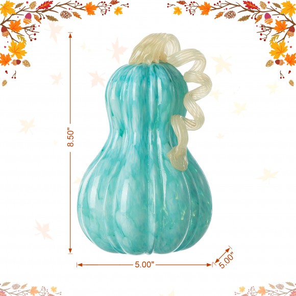 Glitzhome Glitzhome 8.5"H Fall Turquoise Glass Gourd