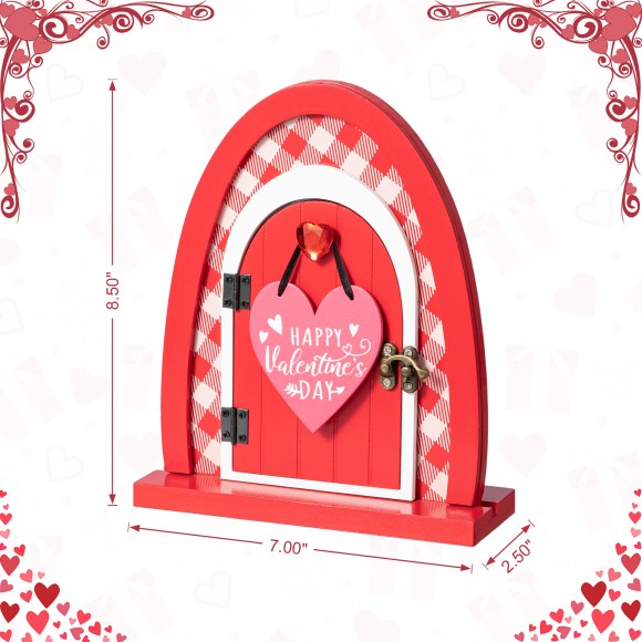 Glitzhome Glitzhome 8.5"H Valentine's Wooden Door-Shaped Photo Frame Table Decor