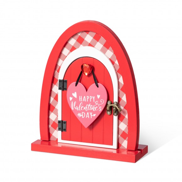 glitzhome Glitzhome 8.5"H Valentine's Wooden Door-Shaped Photo Frame Table Decor