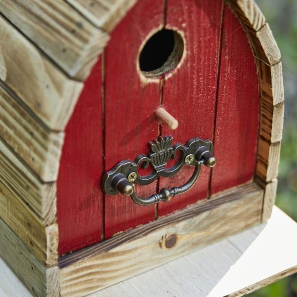 Glitzhome Glitzhome 8.5"H Washed Red Distressed Solid Wood Birdhouse
