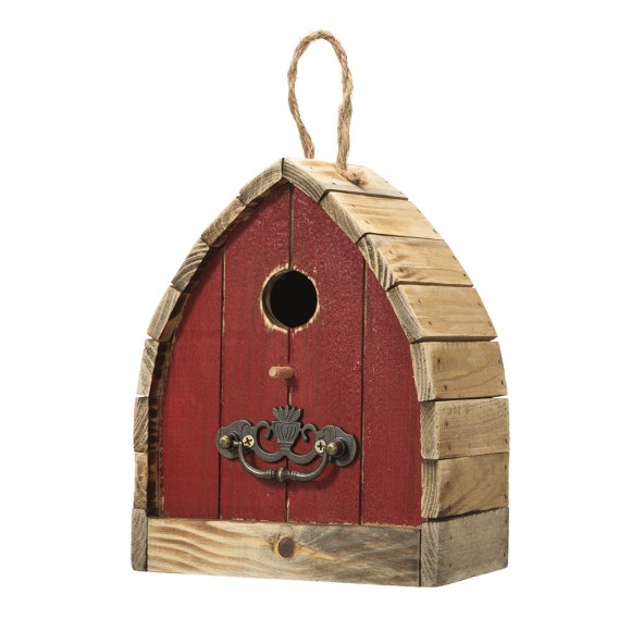 glitzhome Glitzhome 8.5"H Washed Red Distressed Solid Wood Birdhouse