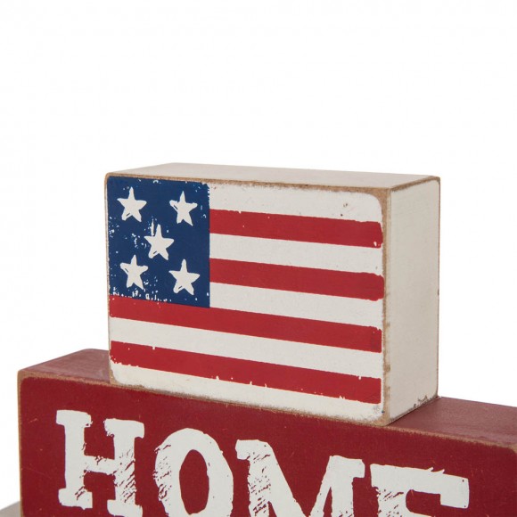 Glitzhome Glitzhome 8.5"L Home Of The Free Because Of The Brave Sign Wooden Patriotic Decorative Table Decor