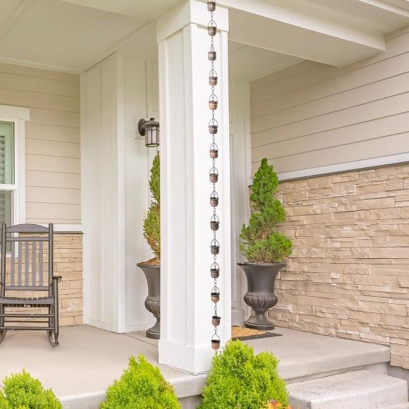 Glitzhome Glitzhome 8.5ft 15-Piece Faux Copper Cup Shaped Rain Chain With V-Shaped Gutter Clip