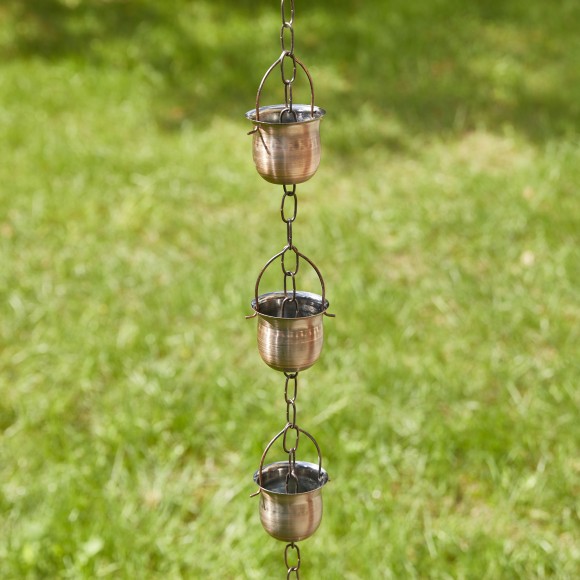 Glitzhome Glitzhome 8.5ft 15-Piece Faux Copper Cup Shaped Rain Chain With V-Shaped Gutter Clip