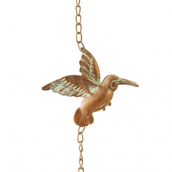 Glitzhome Glitzhome 8.5ft 15-Piece Faux Copper Patina Finish Bird And Cup Shaped Rain Chain With V-Shaped Gutter Clip
