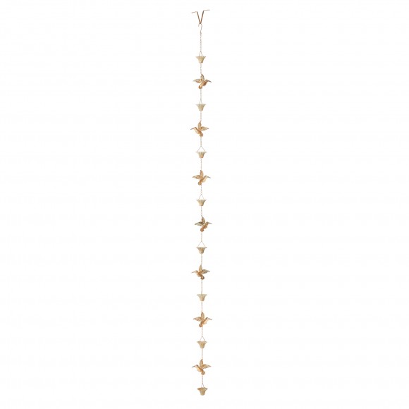glitzhome Glitzhome 8.5ft 15-Piece Faux Copper Patina Finish Bird and Cup Shaped Rain Chain with V-Shaped Gutter Clip