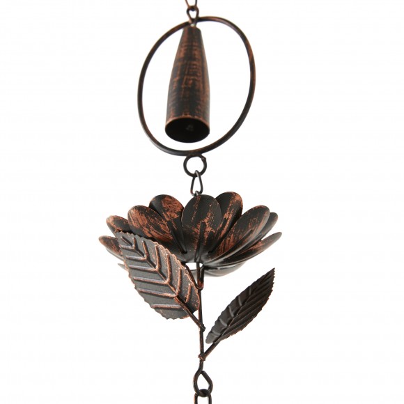 Glitzhome Glitzhome 8.5ft 20-Piece Faux Copper Lotus Flower And Bell Shaped Rain Chain With V-Shaped Gutter Clip
