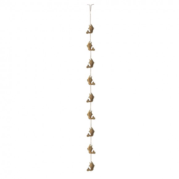 glitzhome Glitzhome 8.5ft Faux Copper Patina Finish Fish Shaped Rain Chain with V-Shaped Gutter Clip
