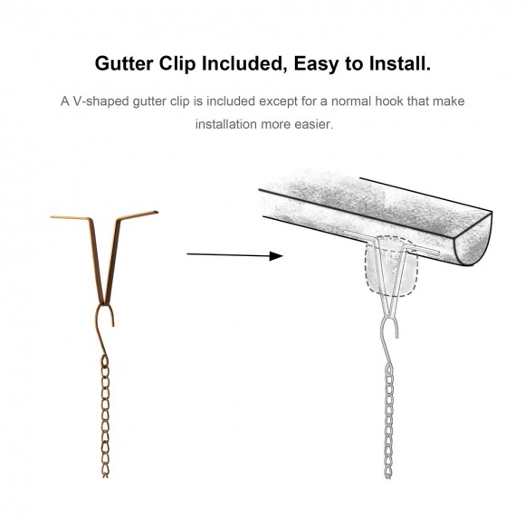 Glitzhome Glitzhome 8.5ft Faux Copper Patina Finish Sun And Moon Rain Chain With V-Shaped Gutter Clip
