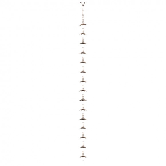 glitzhome Glitzhome 8.5ft Faux Copper Umbrella Shaped Rain Chain with V-Shaped Gutter Clip