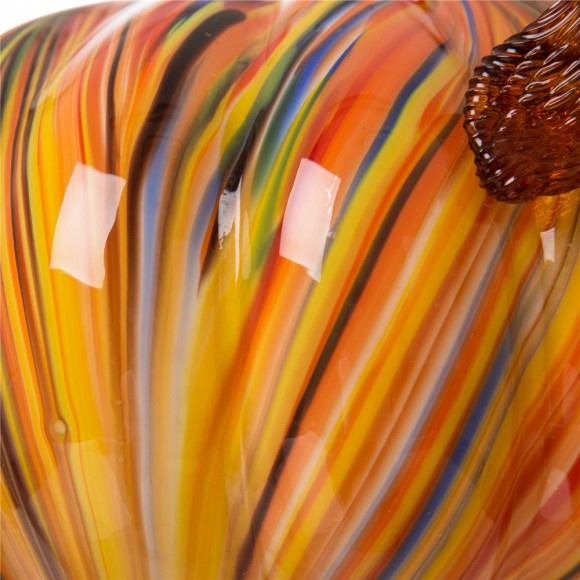 Glitzhome Glitzhome 8.66"D Hand Blown Striped Large Glass Pumpkin Decor