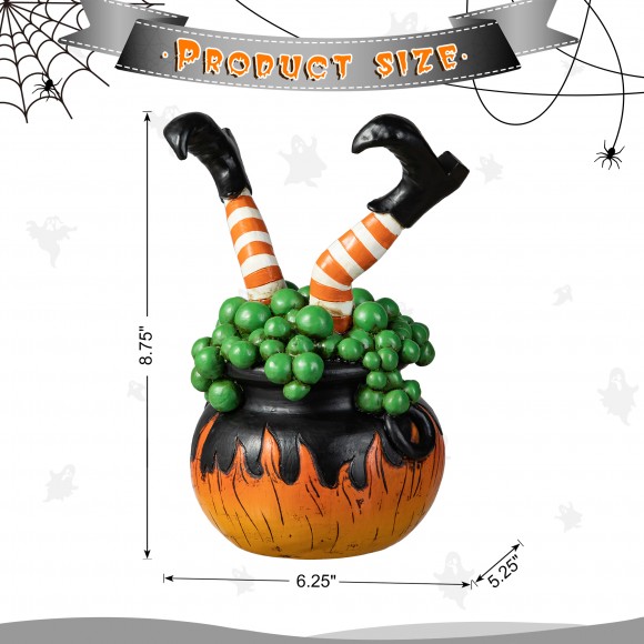 Glitzhome Glitzhome 8.75"H Halloween Polyresin Witches With Cauldron Table Decor