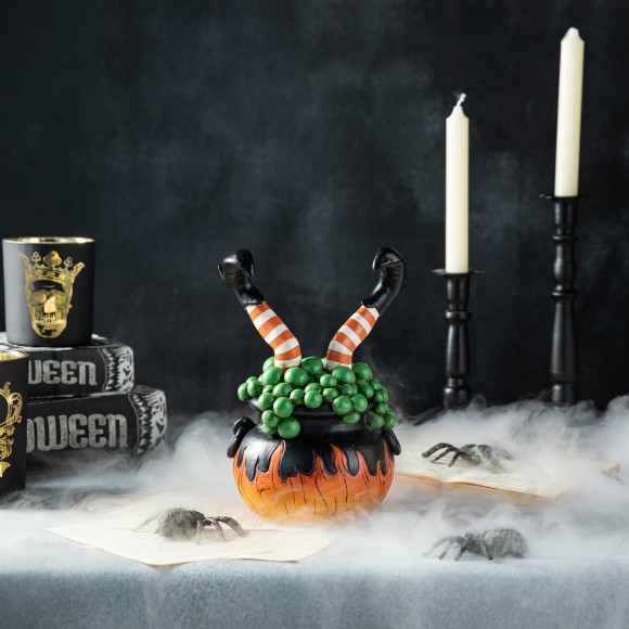 Glitzhome Glitzhome 8.75"H Halloween Polyresin Witches With Cauldron Table Decor