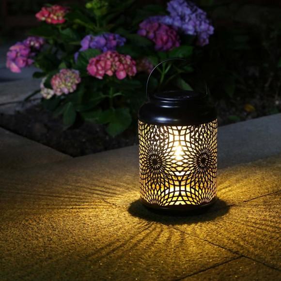 Glitzhome Glitzhome 8.75"H Metal Cutout Solar Powered Outdoor Hanging Lantern