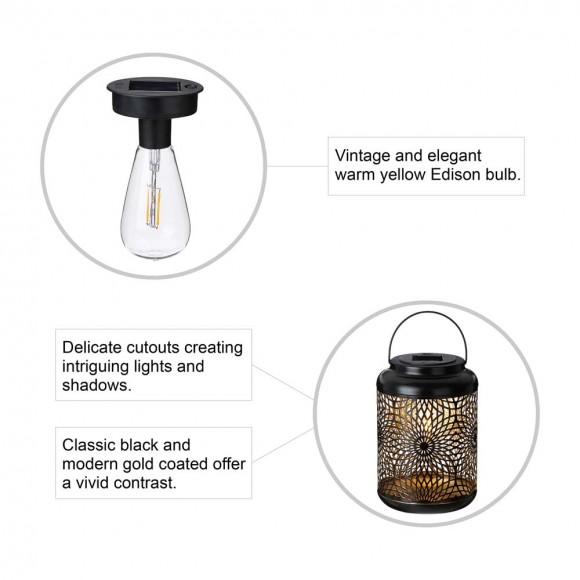 Glitzhome Glitzhome 8.75"H Metal Cutout Solar Powered Outdoor Hanging Lantern