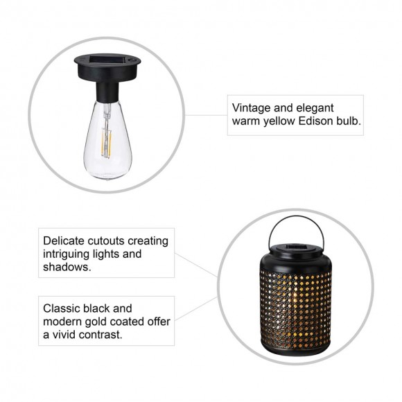 Glitzhome Glitzhome 8.75"H Metal Cutout Solar Powered Outdoor Hanging Lantern