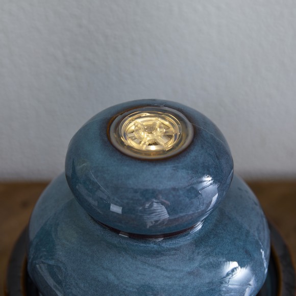 Glitzhome Glitzhome 8.75"H Turquoise Leaf Textured Ceramic Tabletop Fountain With Pump And LED Light (KD)