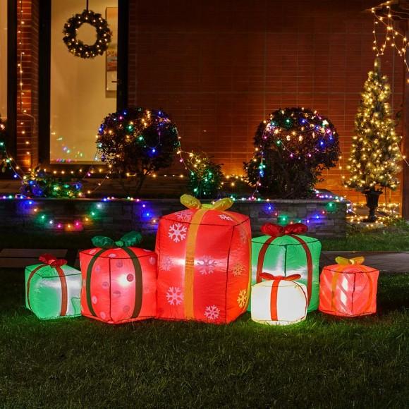 Glitzhome Glitzhome 8 Ft Length Lighted Inflatable Gift Boxes Décor