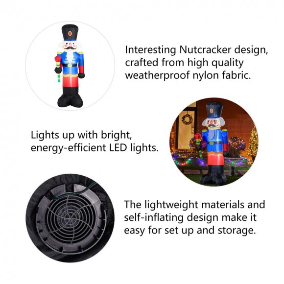 Glitzhome Glitzhome 8 Ft Lighted Inflatable Nutcracker Décor