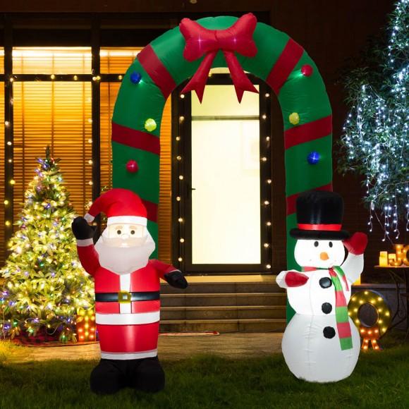 Glitzhome Glitzhome 8 Ft Lighted Inflatable Santa And Snowman Gate Arch