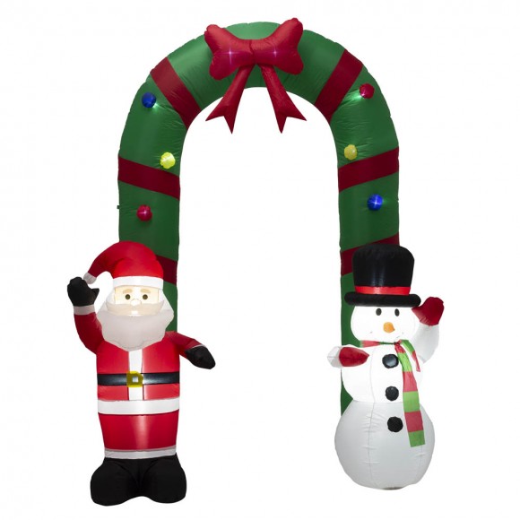 glitzhome Glitzhome 8 ft Lighted Inflatable Santa and Snowman Gate Arch