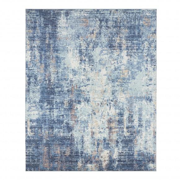 glitzhome Glitzhome 8" x 10" Abstract Blue/ Ivory Area Rugs