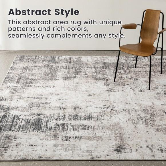Glitzhome Glitzhome 8" X 10" Abstract Blue/ Ivory/ Tan Area Rugs