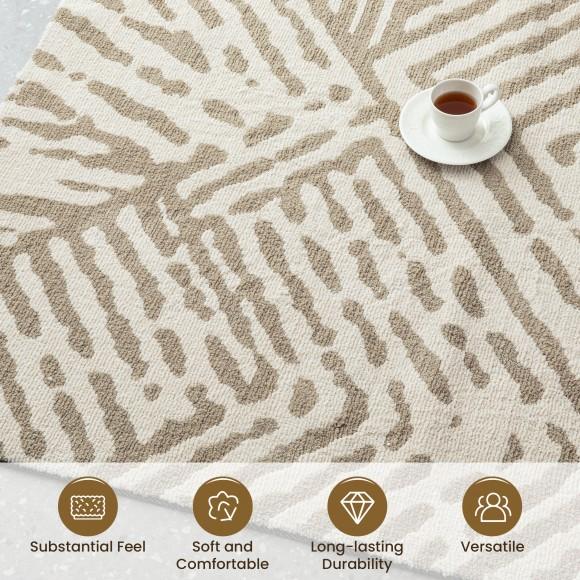 Glitzhome Glitzhome 8" X 10" Geometric Ivory/ Tan Area Rugs