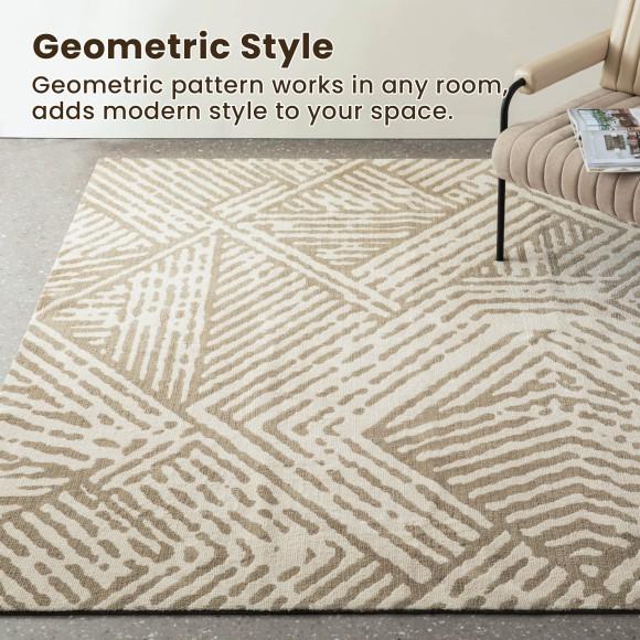Glitzhome Glitzhome 8" X 10" Geometric Ivory/ Tan Area Rugs