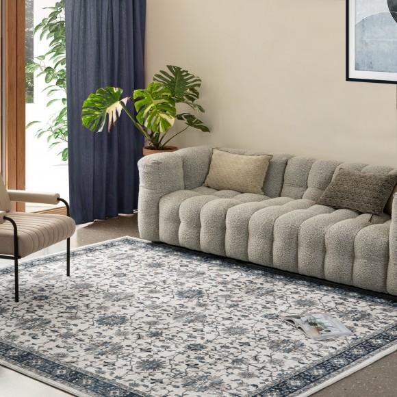 Glitzhome Glitzhome 8" X 10" Oriental Ivory/ Blue Area Rugs