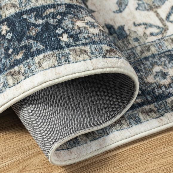 Glitzhome Glitzhome 8" X 10" Oriental Ivory/ Blue Area Rugs