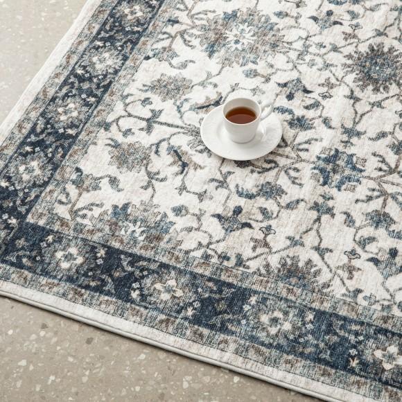 Glitzhome Glitzhome 8" X 10" Oriental Ivory/ Blue Area Rugs