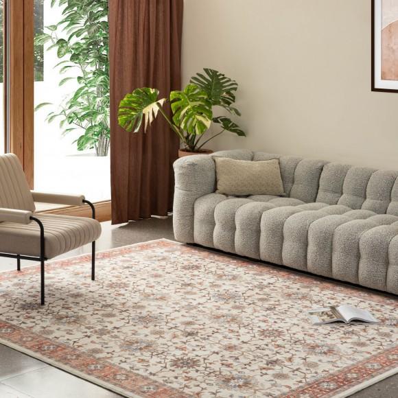 Glitzhome Glitzhome 8" X 10" Oriental Ivory/ Red Area Rugs