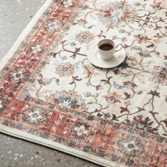 Glitzhome Glitzhome 8" X 10" Oriental Ivory/ Red Area Rugs