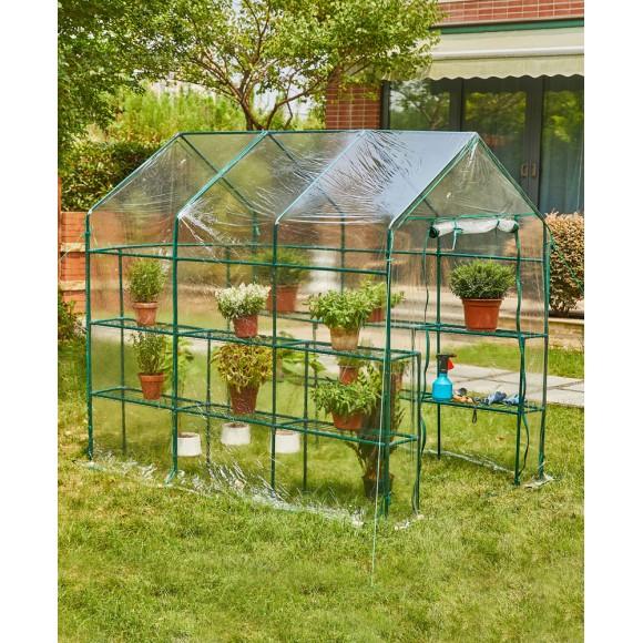 Glitzhome Glitzhome 84.25''W 12 Shelfves Walk-In Zipper PVC Greenhouse