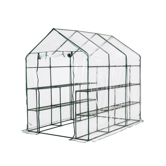 glitzhome Glitzhome 84.25''W 12 Shelfves Walk-In Zipper PVC Greenhouse