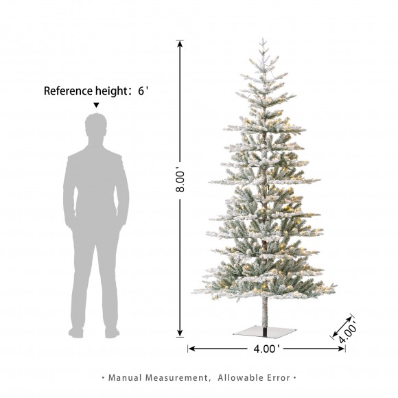 Glitzhome Glitzhome 8ft Deluxe Pre-Lit Flocked Fir Artificial Christmas Tree With 450 Warm White Lights & Remote Controller