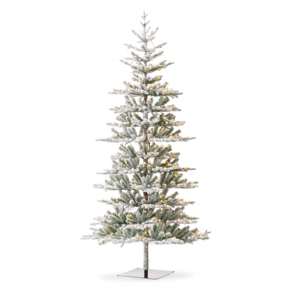 glitzhome Glitzhome 8ft Deluxe Pre-Lit Flocked Fir Artificial Christmas Tree with 450 Warm White Lights & Remote Controller